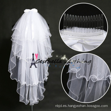 Chic Bridal Veils con nudo de arco blanco nupcial boda flor velo